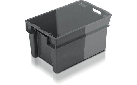 Solid 180 Degree Stack Nest Container - 50 litre - Grey/Grey - H300mm x W400mm x D600mm