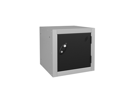 1 Door - Cube locker - Silver Grey Body / Black Doors - H305 x W305 x D305 mm - CAM Lock