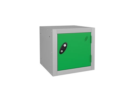 1 Door - Cube locker - Silver Grey Body / Green Doors - H305 x W305 x D305 mm - CAM Lock