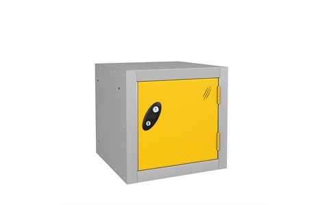1 Door - Cube locker - Silver Grey Body / Yellow Doors - H305 x W305 x D305 mm - CAM Lock