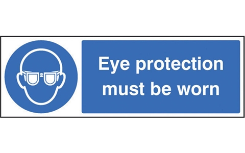 Rigid Plastic Sign - Eye Protection Must Be Worn - H100mm x W300mm