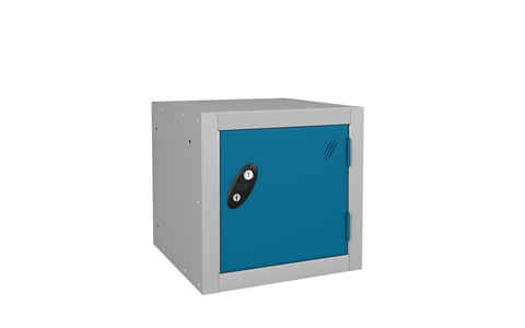 1 Door - Cube locker - Silver Grey Body / Blue Doors - H380 x W380 x D380 mm - CAM Lock