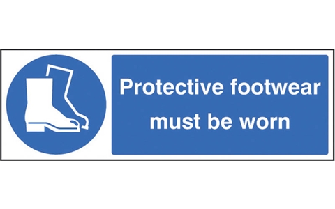 Rigid Plastic Sign - Protective Footwear Must Be Worn - H100mm x W300mm