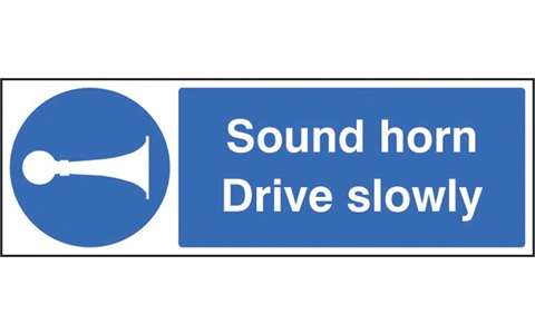 Rigid Plastic Sign - Sound Horn Drive Slowly - H100mm x W300mm