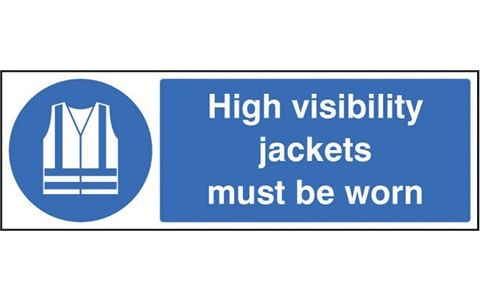 Rigid Plastic Sign - High Visibility Jackets Must Be Worn - H100mm x W300mm
