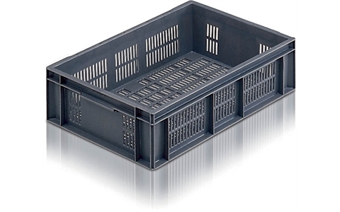 Ventilated Euro Stacking Container - 28 litre - Grey - H150mm x W400mm x D600mm