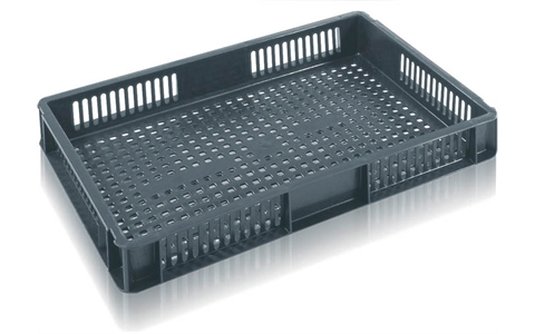 Ventilated Euro Stacking Container - 12 litre - Grey - H75mm x W400mm x D600mm