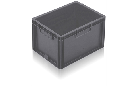 Ventilated Euro Stacking Container - 20 litre Solid base -  sides - Grey - H225mm x W300mm x D400mm