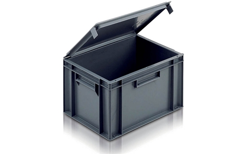 Euro Stacking Container - 20 litre Solid with integral Lid - Grey - Overall Size  H246mm x W300mm x D400mm