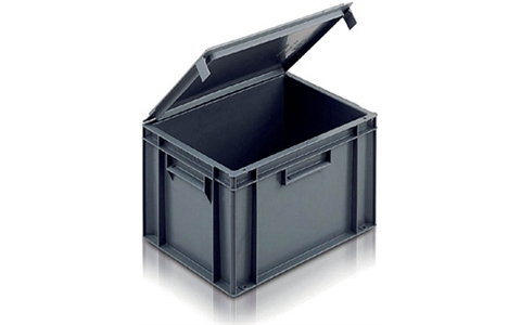 Euro Stacking Container - 30 litre Solid with integral Lid - Grey - Overall Size  H330mm x W300mm x D400mm