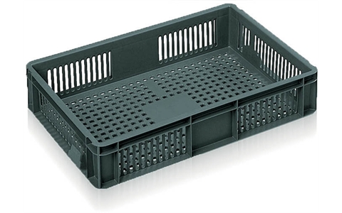 Ventilated Euro Stacking Container - 21 litre - Grey - Overall Size  H120mm x W400mm x D600mm