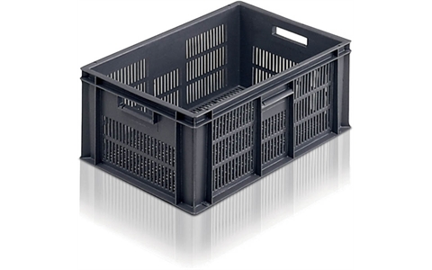 Ventilated Euro Stacking Container - 45 litre - Grey - H225mm x W400mm x D600mm