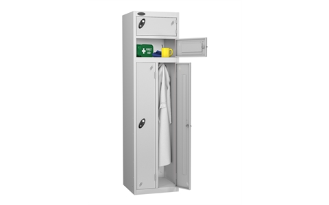 4 Door - 2 Person steel locker - FLAT TOP - Silver Grey Body / Silver Grey Door - H1780 x W460 x D460 mm - CAM Lock