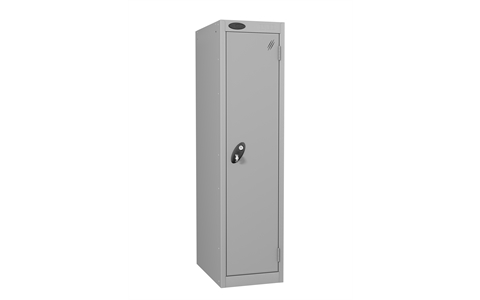 1 Door - Low steel locker - FLAT TOP -  Silver Grey Body / Silver Grey Doors - H1210 x W305 x D305 mm - CAM Lock
