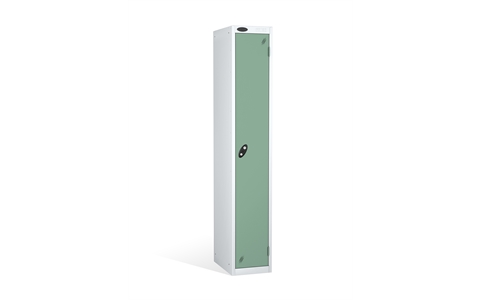 1 Door - Full height steel locker - FLAT TOP - White Body/Jade Doors - H1780 x W305 x D305 mm - CAM Lock