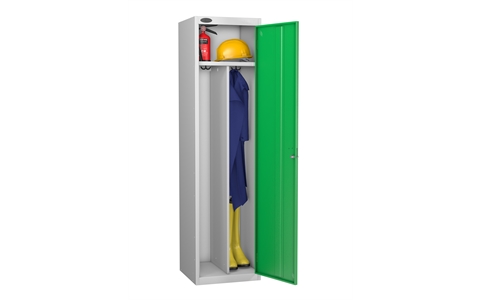 1 Door - Clean and Dirty steel locker - FLAT TOP - Silver Grey Body / Green Door - H1780 x W460 x D460 mm - CAM Lock