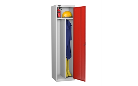 1 Door - Clean and Dirty steel locker - FLAT TOP - Silver Grey Body / Red Door - H1780 x W460 x D460 mm - CAM Lock