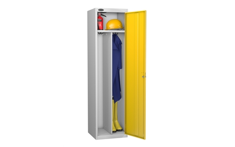 1 Door - Clean and Dirty steel locker - FLAT TOP - Silver Grey Body / Yellow Door - H1780 x W460 x D460 mm - CAM Lock