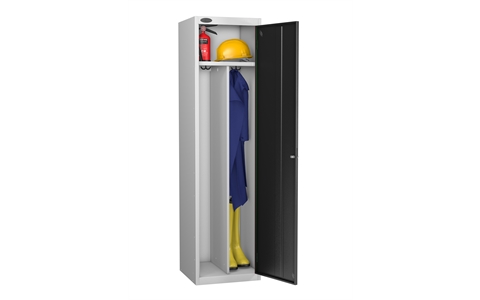 1 Door - Clean and Dirty steel locker - SLOPING TOP - Silver Grey Body / Black Door - H1930 x W460 x D460 mm - CAM Lock