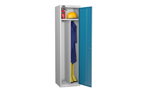 1 Door - Clean and Dirty steel locker - SLOPING TOP - Silver Grey Body / Blue Door - H1930 x W460 x D460 mm - CAM Lock