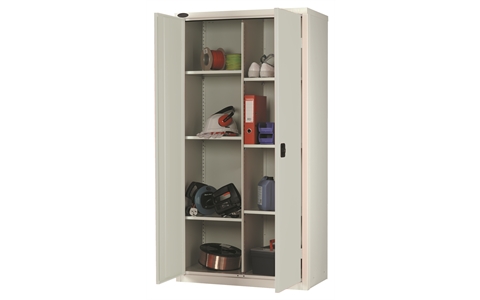 8 Compartment cupboard - C/W 6 No. half width shelves plus central divider - Silver Grey Body/Silver Grey Doors - H1780mm x W915mm x D460mm