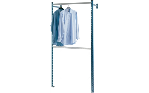 Single Sided Adjustable Garment Hanging Perimeter Bay- H1980mm x W1200mm x D300mm - 3 levels - Blue