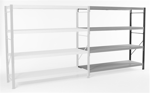 Longspan Extension Bay H1800mm x W1800mm x D750mm c/w 3 Shelf levels with Galvanised Steel Deck -  379kg / level