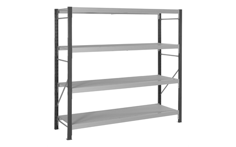 Longspan Starter Bay H2100mm x W2400mm x D450mm c/w 3 Shelf levels with Galvanised steel panels 469kg / level