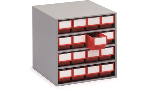 16 Bins 300mm Storage Bin Cabinet - Green Bins - Overall Size  H395mm x W400mm x D300mm