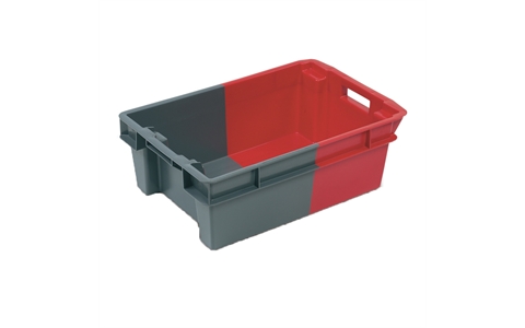 Solid 180 Degree Stack & Nest Container- 70 litre - Grey/Grey - H400mm x W400mm x D600mm
