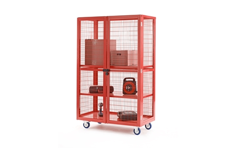 Mobile Storage Cage without doors - H1655mm x W900mm x D600mm - Steel Shelves - Light Grey