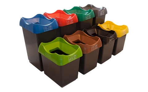 30 Litre Recycling Bin - Plastics (Red Top)  -   H415mm x W410mm x D320mm