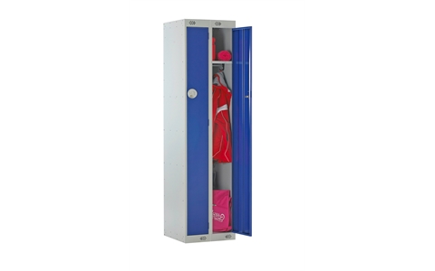 Nest of 2 - 1 Door Slimline Locker 1800h x 225w x 450d mm - CAM Lock - Door Colour Blue