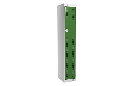 1 Door Perforated Locker - 1800h x 300w x 300d mm - CAM Lock - Door Colour Green