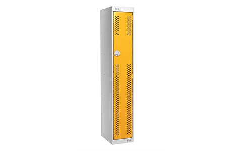 1 Door Perforated Locker - 1800h x 300w x 300d mm - CAM Lock - Door Colour Yellow