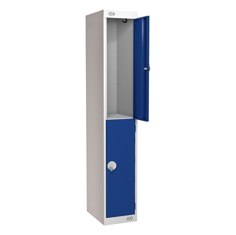 2 Door Standard Locker - with Sloping Top - 1925h x 300w x 300d mm - CAM Lock - Door Colour Blue