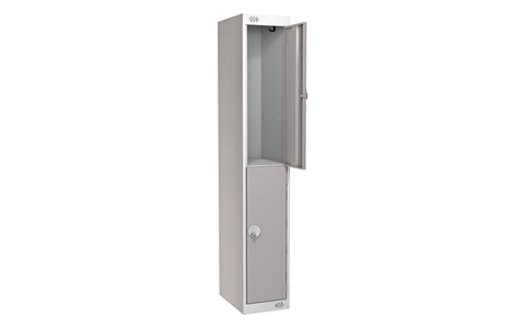 2 Door Standard Locker 1800h x 300w x 300d mm - CAM Lock - Door Colour Light Grey