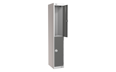 2 Door Standard Locker 1800h x 300w x 300d mm - CAM Lock - Door Colour Dark Grey