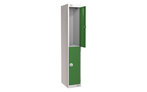 2 Door Standard Locker - with Sloping Top - 1925h x 300w x 300d mm - CAM Lock - Door Colour Green