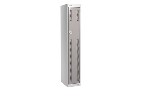 1 Door Perforated Locker - 1800h x 300w x 450d mm - CAM Lock - Door Colour Light Grey