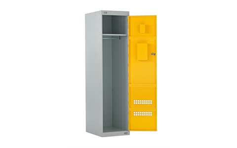 Police Locker with Airwaves & CS Canister Holder - 1800h x 450w x 600d mm - CAM Lock - Door Colour - Yellow