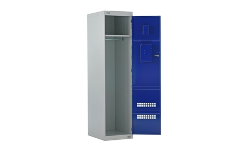 Police Locker with Airwaves & CS Canister Holder - 1800h x 600w x 600d mm - CAM Lock - Door Colour - Blue