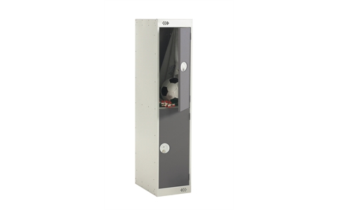 2 Door Three Quarter Height Locker - 1382h x 450w x 450d mm - CAM Lock - Door Colour Dark Grey