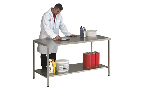 Stainless Steel Workbench Table & Lower Shelf - H840mm x W1200mm x D600mm