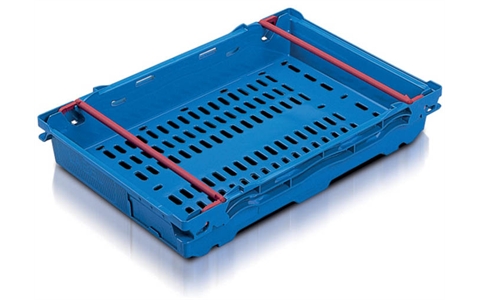 Ventilated Dual Height Maxinest Stack & Nest Containers with Swing Bar - 16 & 10 litres - Blue - H106mm x W400mm x D600mm