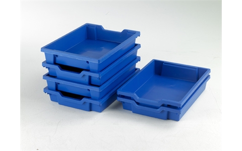 6 Royal Blue Shallow trays - H75mm x W312mm x D427mm