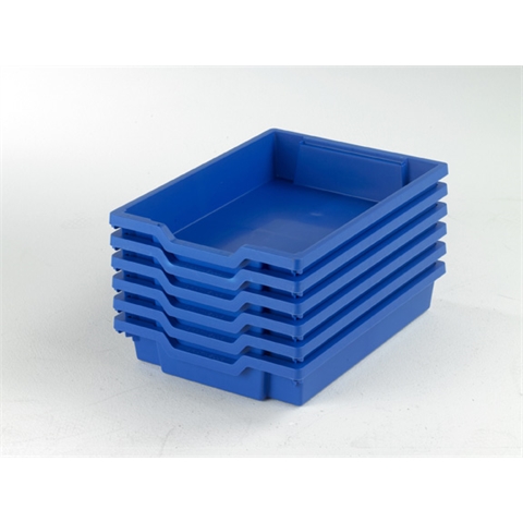 6 Royal Blue Shallow trays - H75mm x W312mm x D427mm