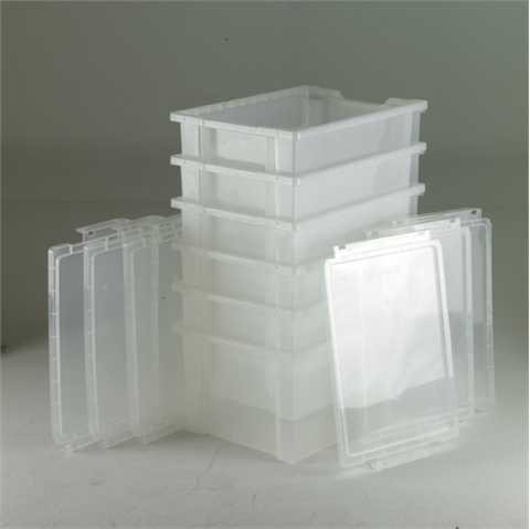 6 Clear Extra Deep Trays includes Trays - H255mm x W312mm x D430mm