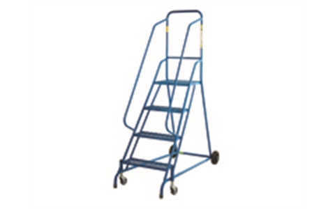 Spring Steps - 6 Tread  - Powder Coated finish with expanded steel treads - 1500mm Platform Height - Overall Size H2210mm x W660mm x D1668mm - Weight: 26kg - Blue
