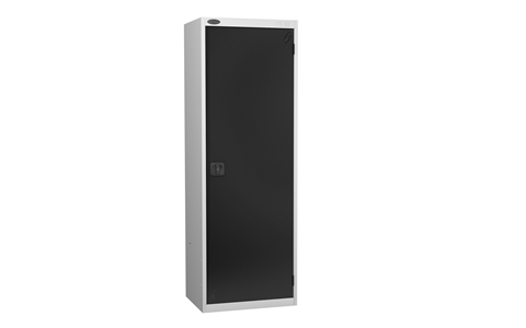 1 Door - Hi Capacity steel locker - FLAT TOP - Silver Grey Body / Black Door - H1780 x W610 x D460 mm - 2 Point Locking Key